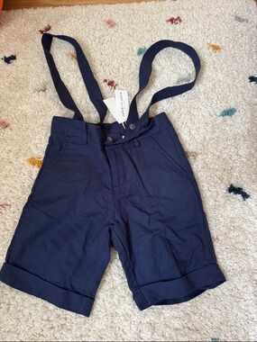 Janie and Jack Navy Blue Suspender Shorts